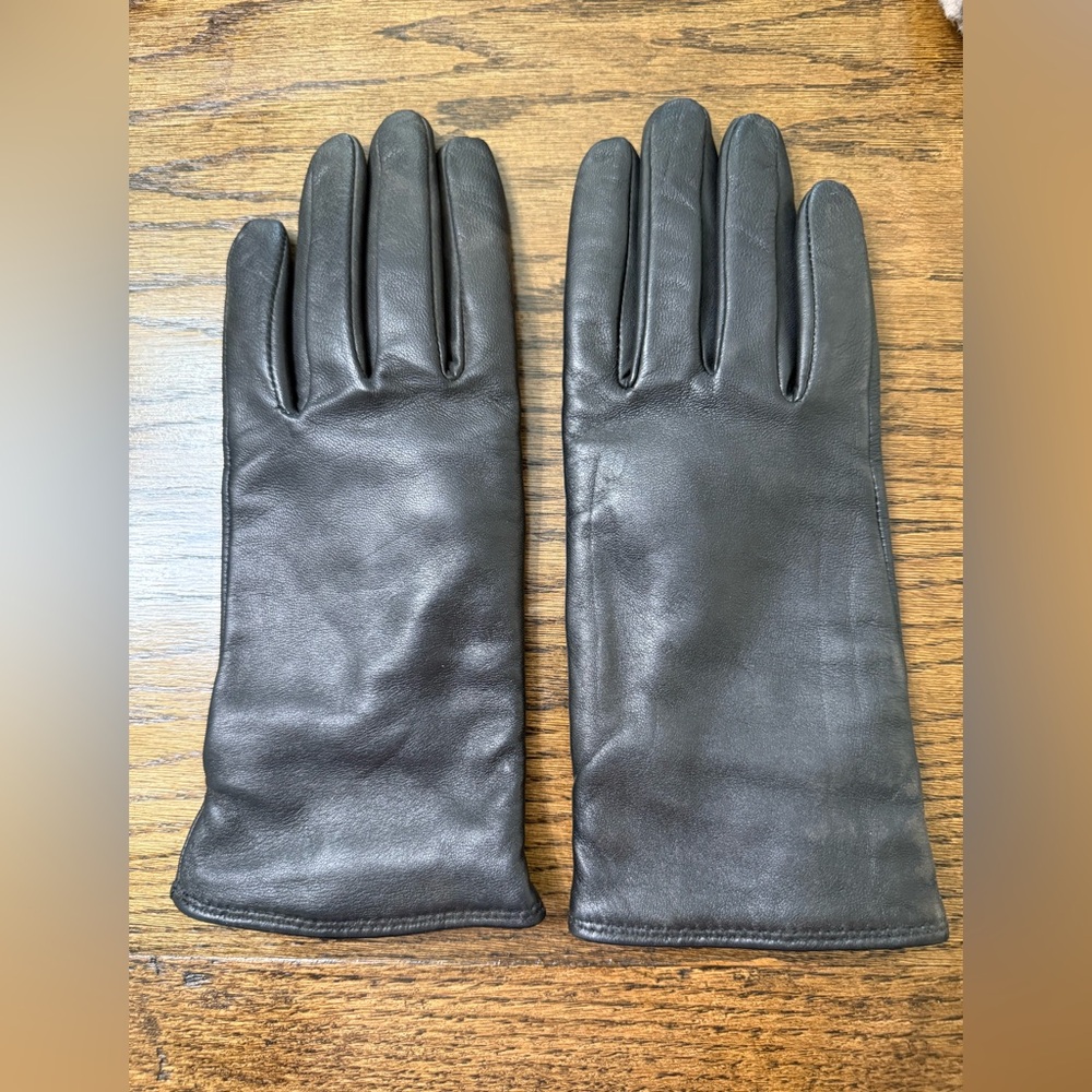 Charter Club Black Leather Gloves (wool, cashmere lining)